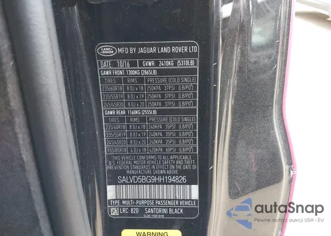 2017 Land Rover Range Rover Evoque Hse Dynamic z USA, uszkodzony, nr VIN SALVD5BG9HH194826